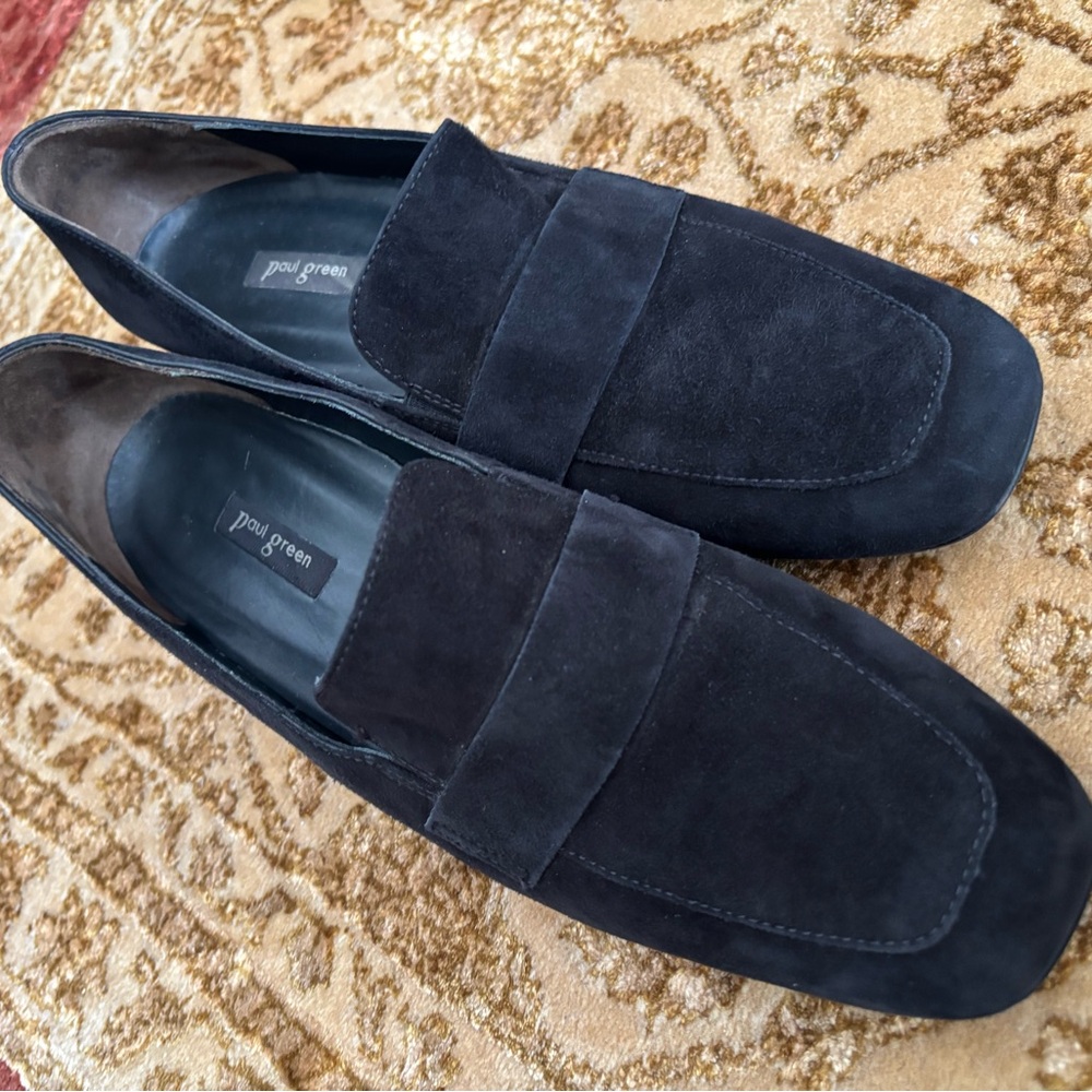 Paul Green Suede Black Loafers Size 9